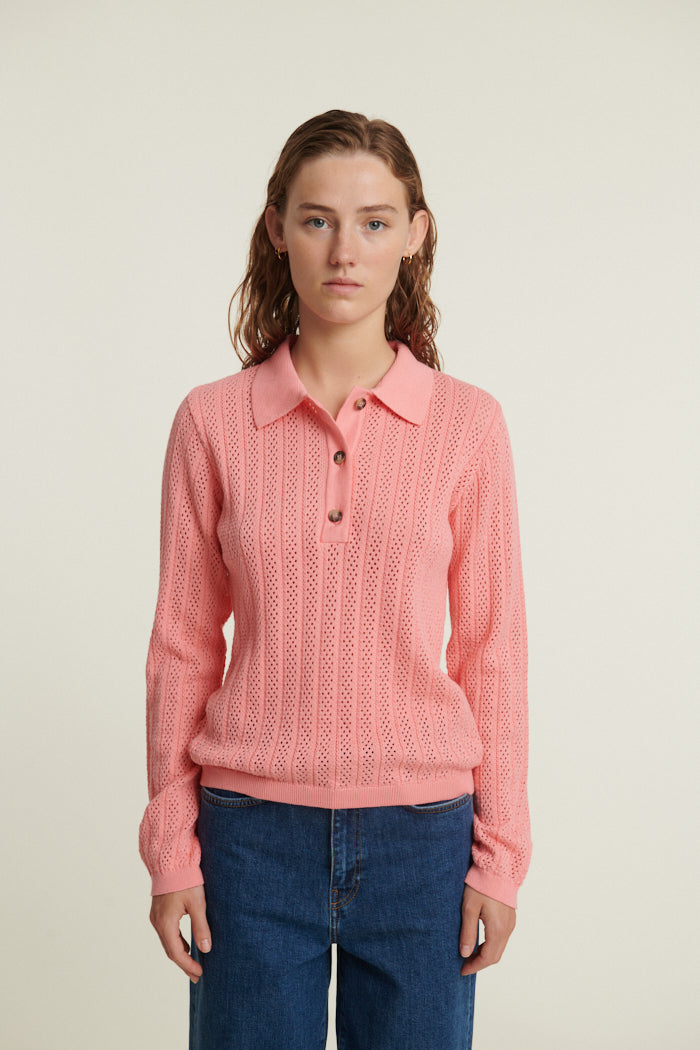 Basic Apparel Tricia LS Polo Sweaters 760 Conch Shell