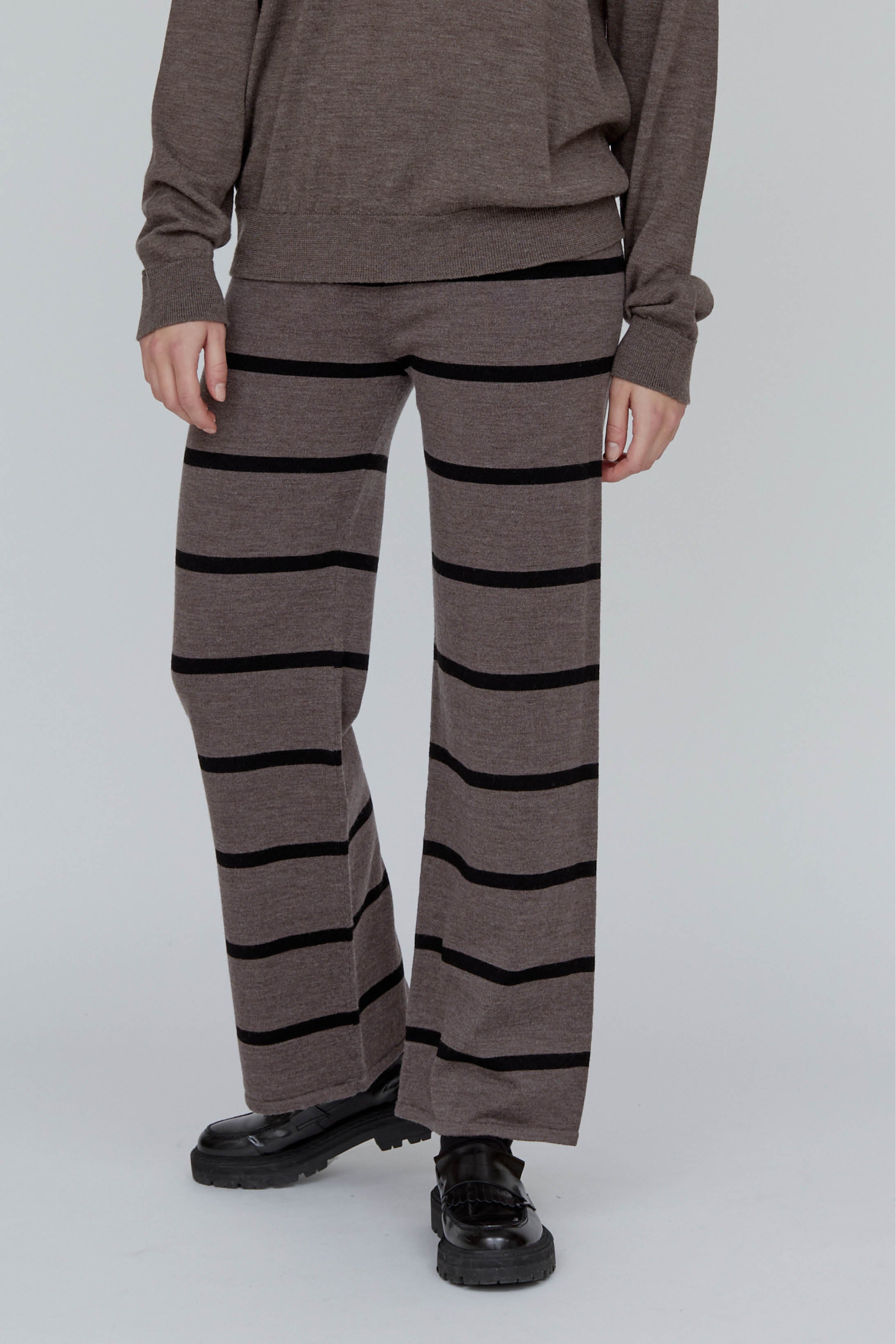 Basic Apparel Vera Wide Pants Bukser 634 Brown Melange / Black