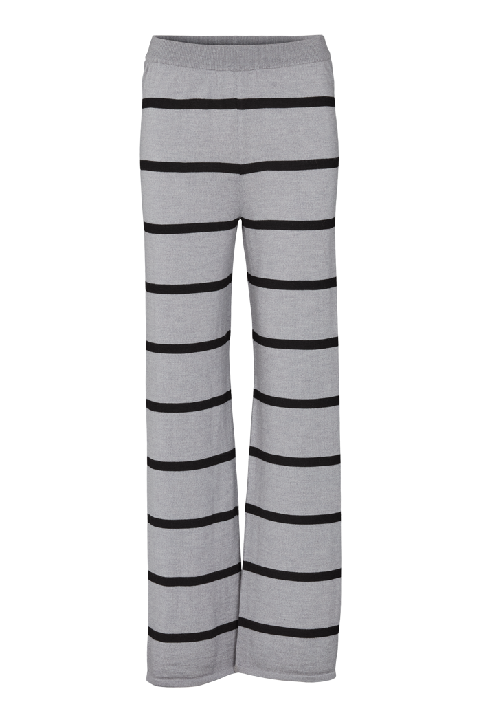 Basic Apparel Vera Wide Pants Bukser 635 Light Grey Melange / Black