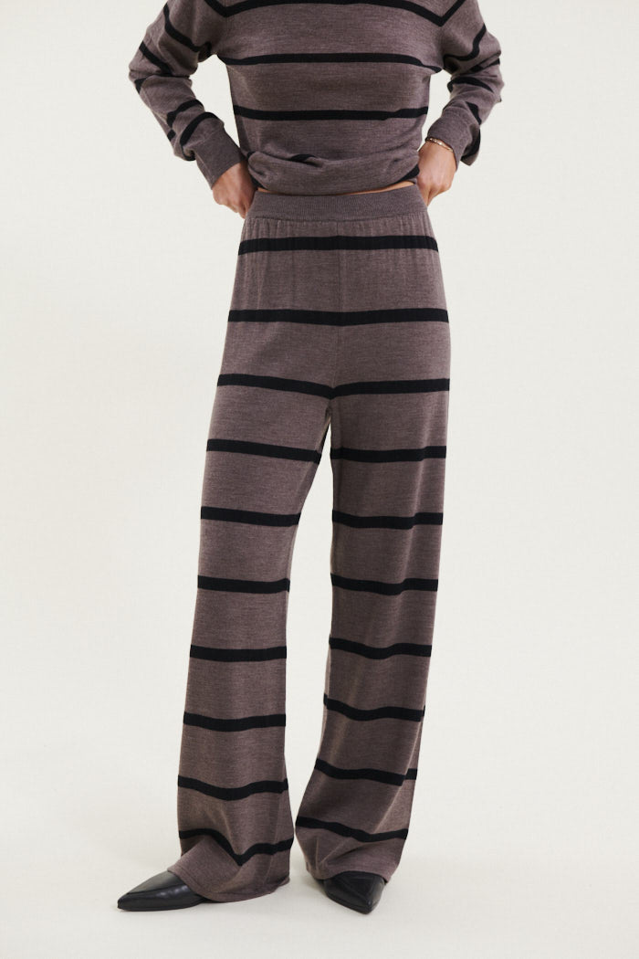 Basic Apparel Vera Wide Pants Bukser 634 Brown Melange / Black