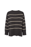 Winie O-neck Stripe - D. grey melange / Birch