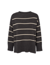Winie O-neck Stripe - D. grey melange / Birch