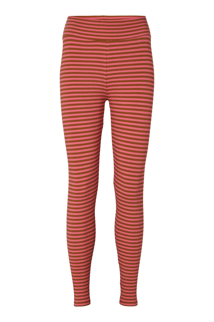 Basic Apparel Ludmilla Tights Leggings 529 Stripe Fruit Dove/508 Bronze Brown
