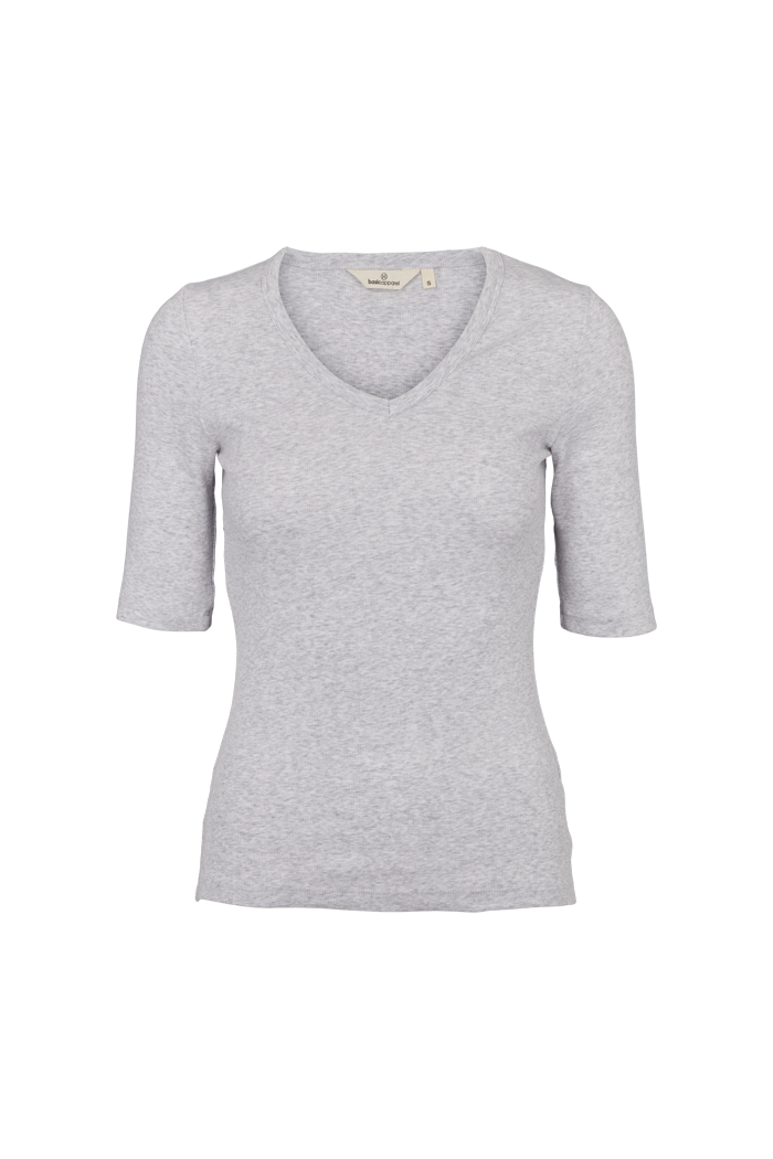 Basic Apparel Ludmilla V-Neck T-shirts 318 Light Grey Mel.