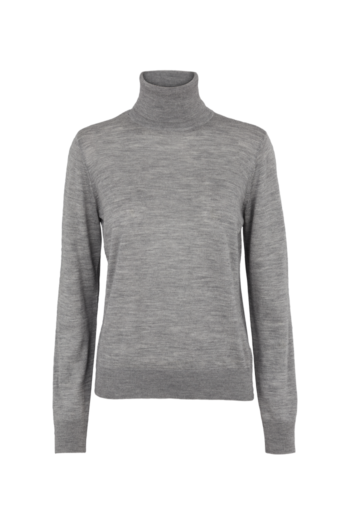 Basic Apparel Vera Roll Neck Sweaters 094 Light Grey Mel.