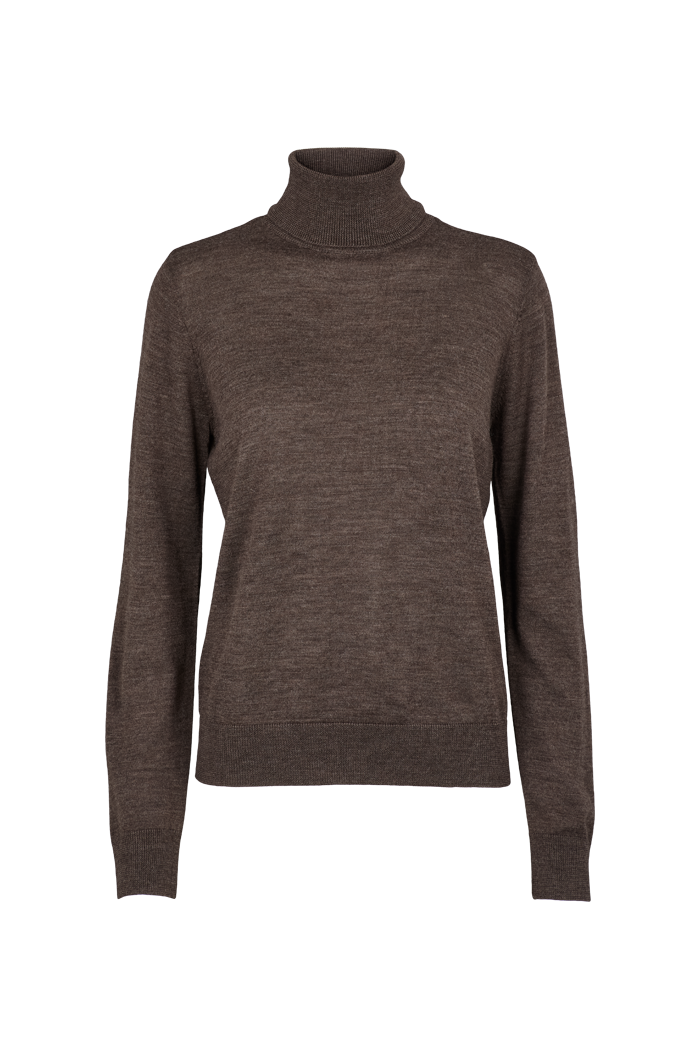 Basic Apparel Vera Roll Neck Sweaters 354 Brown Mel.