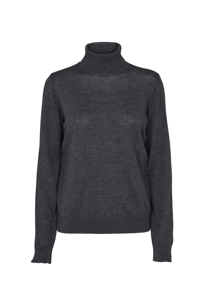 Basic Apparel Vera Roll Neck Sweaters 393 Dark Grey Mel.